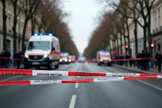 Rue de Toulouse bouclée par les forces de l'ordre après un accident mortel, ruban de police en premier plan