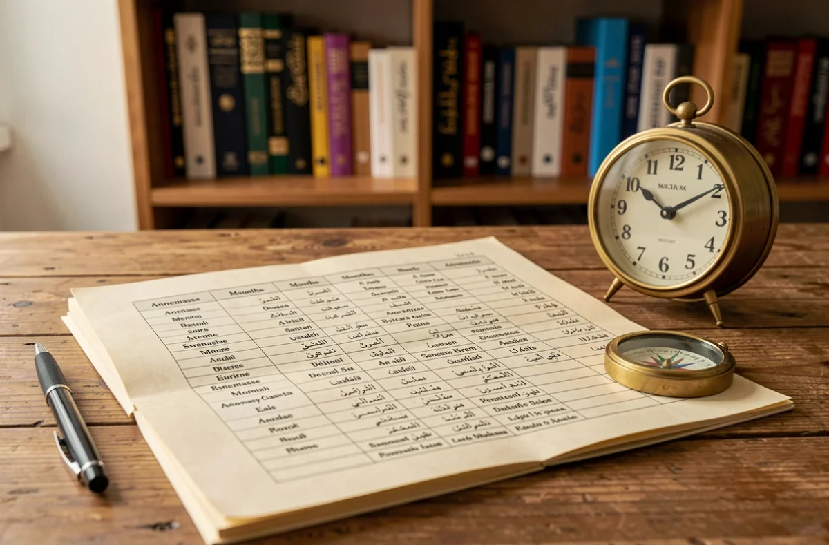 Calendrier des horaires de prière imprimé avec horloge analogique et boussole pour Annemasse