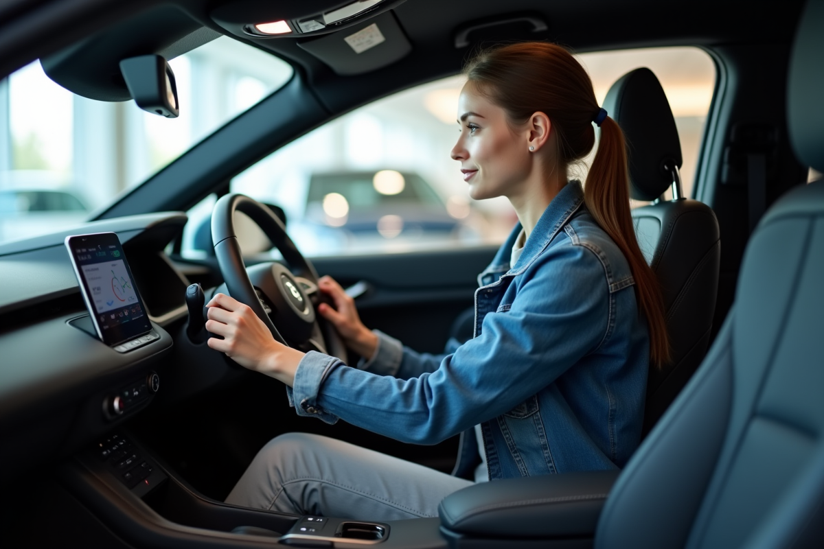 Jeune femme explore le tableau de bord numérique d