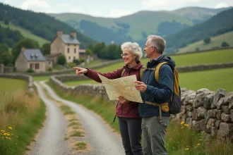 Paysage verdoyant du Cantal avec villages pittoresques et itinéraires bucoliques