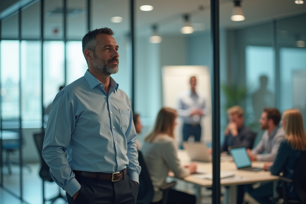 Homme d affaires observant une réunion d équipe