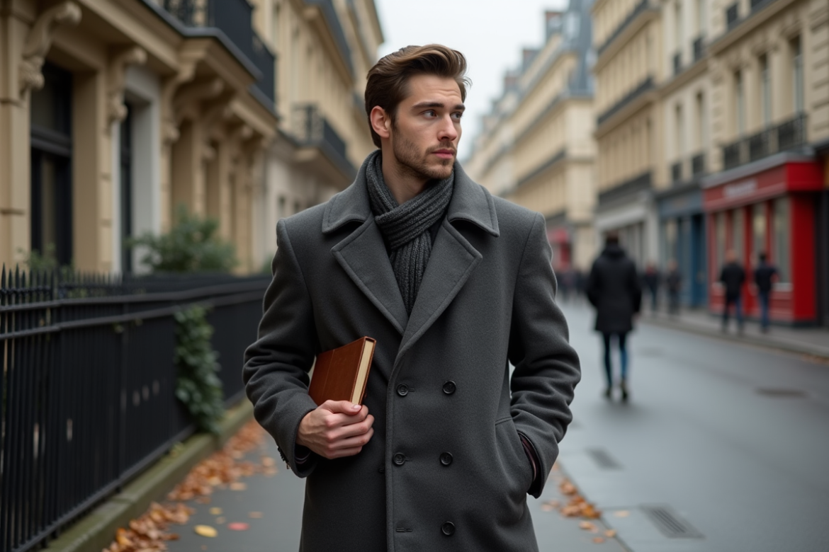 Jeune homme pensif dans un décor parisien historique