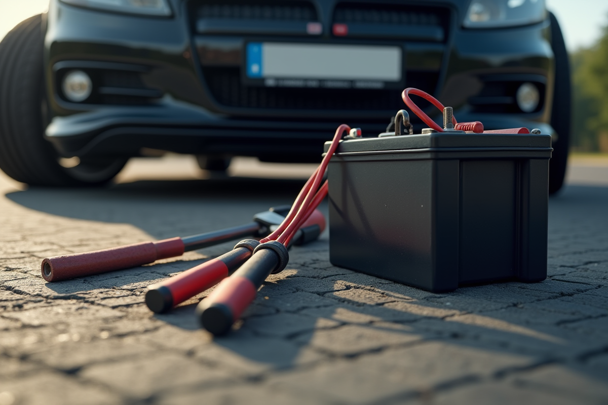 Outils éparpillés près du moteur voiture avec câbles mal positionnés