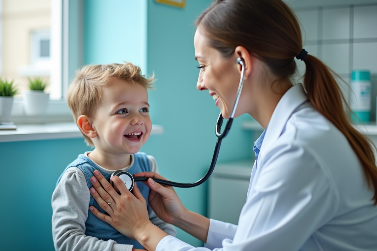 Pédiatre examinant un enfant dans une clinique moderne