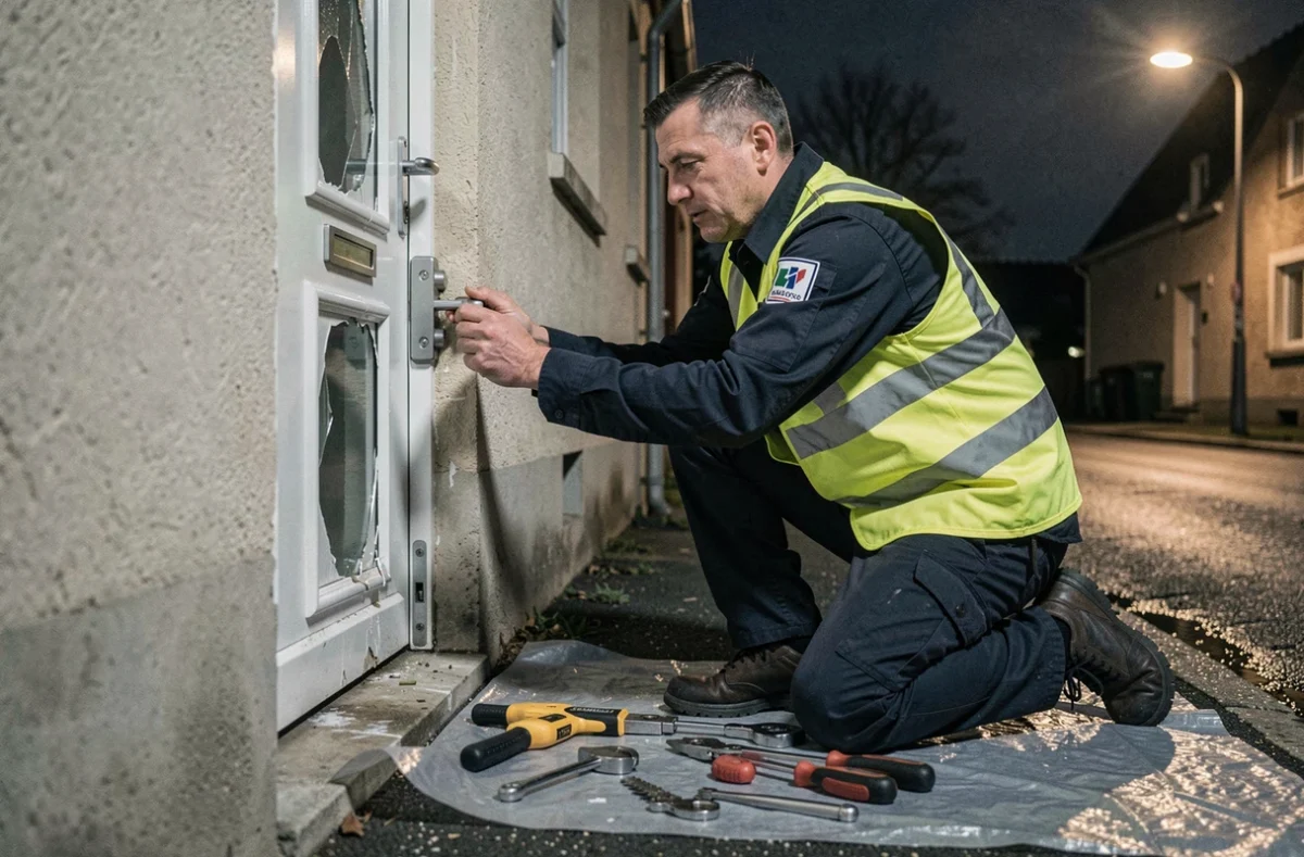 Technicien Réactif Services Plus posant une serrure de sécurité renforcée en urgence dans l'Aube